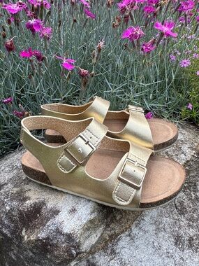 Cat & Jack Metallic Gold Double Buckle Backstrap Sandals